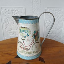 Milchkanne Blechkanne Kanne Vase Fahrrad Paris Schrift Rosen Landhausstil Deko
