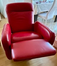 Fernsehsessel mit Drehfuß, Leder Rot 75x103
