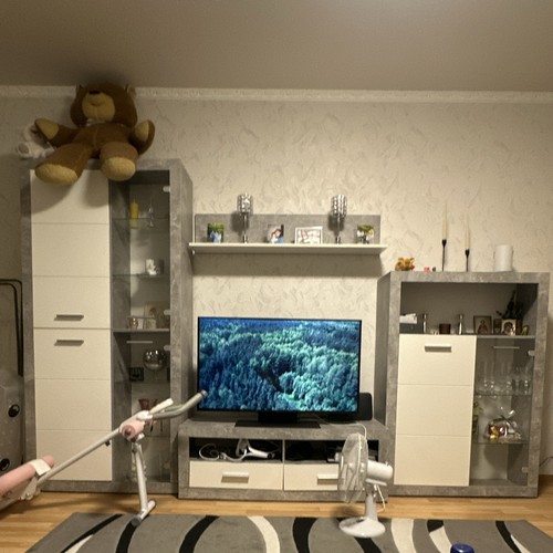 Moderne wohnwand weiß grau - wohnwand, weiß/grau