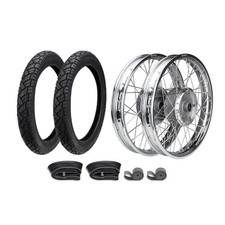 Kompletträder Set Felge verchromt Reifen VeeRubber für Simson KR51 S50 S51 S70