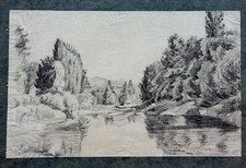Kohlezeichnung Landschaft mit