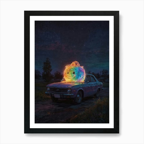 Regenbogen auto kunstdruck - auto,