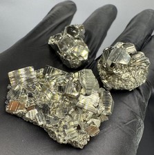 3 x Pyrit Top kristallisiert