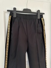 The Kooples Smoking Samt Anzug Hose Baumwolle schwarz Gold Perlen XS 34