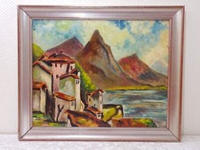 KuT54e - Ölbild Gemälde signiert - Vintage 1980 - Landschaft Berge