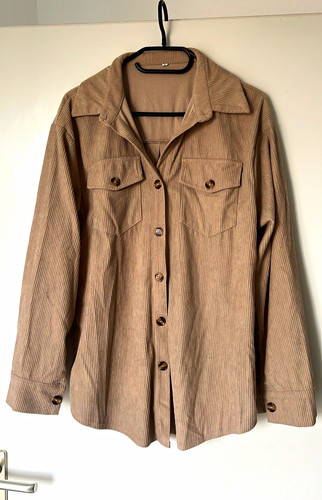 Beige cord hemdjacke overshirt - beige,