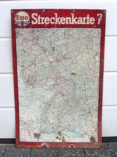 Sehr seltenes großes Blechschild Esso Fahrten-Dienst Streckenkarte 7, 30er Jahre