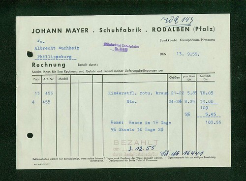 Alte rechnung johann mayer - alte,