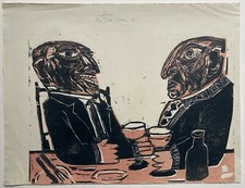 Jutta Votteler, Zecher, 1985, Grafik, Holzschnitt, signiert