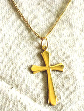 Kreuz Anhänger, AMERIC, vergoldet. Mit Kette,  Christlicher Schmuck