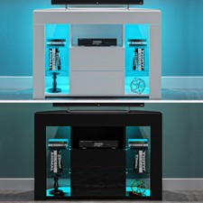 Moderner Eckschrank TV Stand Schrank Hochglanz Tür & Korpus matt RGB LED Beleuchtung