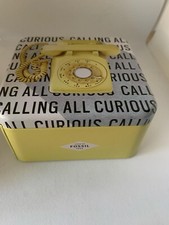 Fossil Metalldose Schmuckdose Sammlerdose Blechdose gelb Motiv Telefon Neuwertig