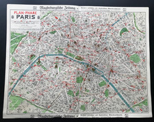 Pharus-Plan Paris, Plan-Phare Paris, großes Doppelblatt 55 x 43 cm, um 1915