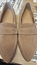 Heine Damen Halbschuhe Loafer Trotteur Slipper Wildleder Absatz Beige 39 top