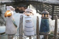 Zaunhocker aus Keramik, Zaunfigur, Pfostenhocker, maritime Gartendeko