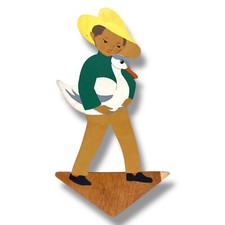 1960er Weha-Kunst: Hans im Glück 25cm Holz Figur DDR Kinderzimmer Deko Ostalgie