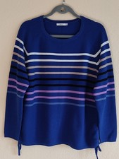 Strickpullover, Damen, Cecil, XL, blau mit Streifen, Baumwolle, Langärmel