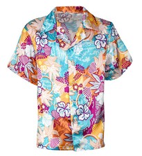 Hawaihemd Satin Hawai Hemd Herrenhemd beidseitig bedruckt Satinhemd Blumen Gr. M