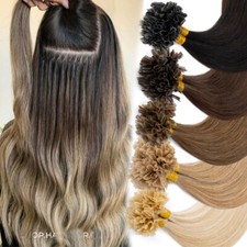 300 Strähnen Bondings Keratin Remy Echthaar Extensions Haarverlängerung DICK Icy