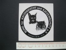 BUND für KATZENZUCHT und KATZENSCHUTZ e.V. Sticker Aufkleber Reklame Werbung