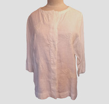 Damen Leinen Bluse Weiß