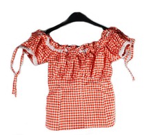 Trachtenbluse kariert blau