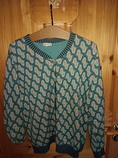 Deerberg Strickjacke Größe L/44 türkis mit Muster