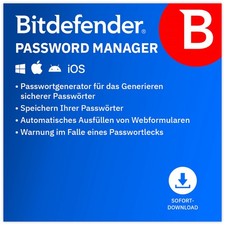 Bitdefender Password Manager|1 User|alle Geräte|1 Jahr|Key schnell per eMail|ESD