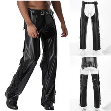 DE Herren Cowboy Chaps Westliche Showchaps Quasten Schritt Pants Cosplay Outfit
