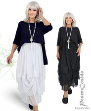 AKH Lagenlook Wolkenrock Binde-Ballon-Rock 44 46 48 50 52 54 56 schwarz & weiß