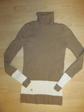 Ralph Lauren Rollkragen Pullover Ripp XS 34 braun taupe weiß neu