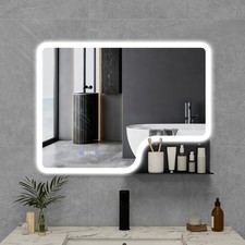 Badspiegel mit Beleuchtung und Ablage 80x60cm Badezimmerspiegel Touch Schalter