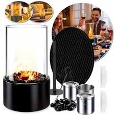 Tischkamin Tischfeuer Set Tragbarer Kamin für Indoor & Outdoor mit Deko Steinen
