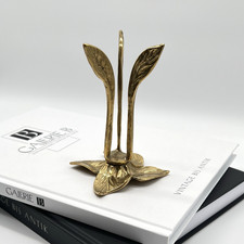 Vintage Brutalismus Messing Kerzenhalter Kerzenständer • Jugendstil Blume Floral