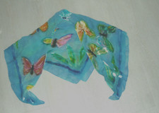 Tuch Halstuch Damen Seidentuch Hand gemalt Samt Schmetterlinge Kopftuch
