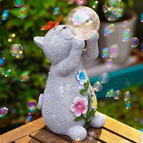Solar katzenfigur mit led - katzenfigur,