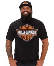 Harley-Davidson T-Shirt B&S Orange on Black