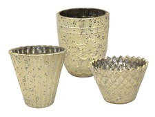 3x Glaswindlicht champagner