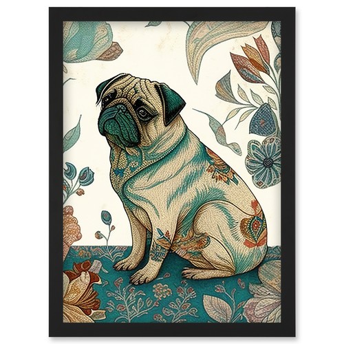 Mops hund blumenmuster - hund,