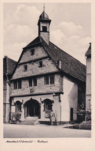 Postkarte amorbach rathaus - amorbach, /