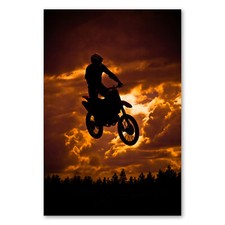 Postereck 0072 Poster Leinwand Motocross Sprung, Sepia Motorrad Sport Freeride