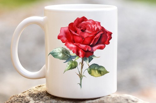 Aquarell rote rose tasse - rote,
