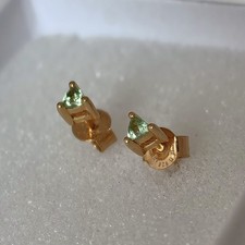 JUWELO Ohrstecker echt Tsavorit hellgrün 925er Sterlingsilber vergoldet Rarität