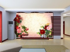 3D Lässt Rote Blumen 573
