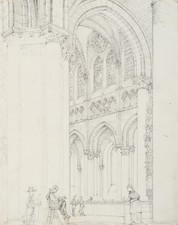 E. LEE (19.Jhd), Kathedrale von Chartres, Mittelschiff, um 1860, Bleistift