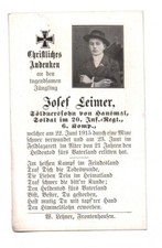 Sterbebild 1 Wk Hansmal Soldat