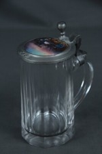 Bierkrug mit Porzellanmedaillon Reservistenkrug Schlacht Weissenburg 1870 1871