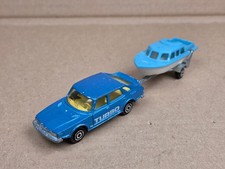Majorette Tandem 284 Saab Turbo blau metallic boot anhänger trailer blau weiß