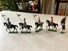 Zinnfiguren (alt) - 5 Stück - vollplastisch - Heyde - 6 bis 8,5 cm - bespielt