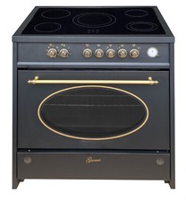 Retro Glaskeramik Elektro Standherd 90 cm Kochfeld Schwarz Gurari GCH E 912 BL r